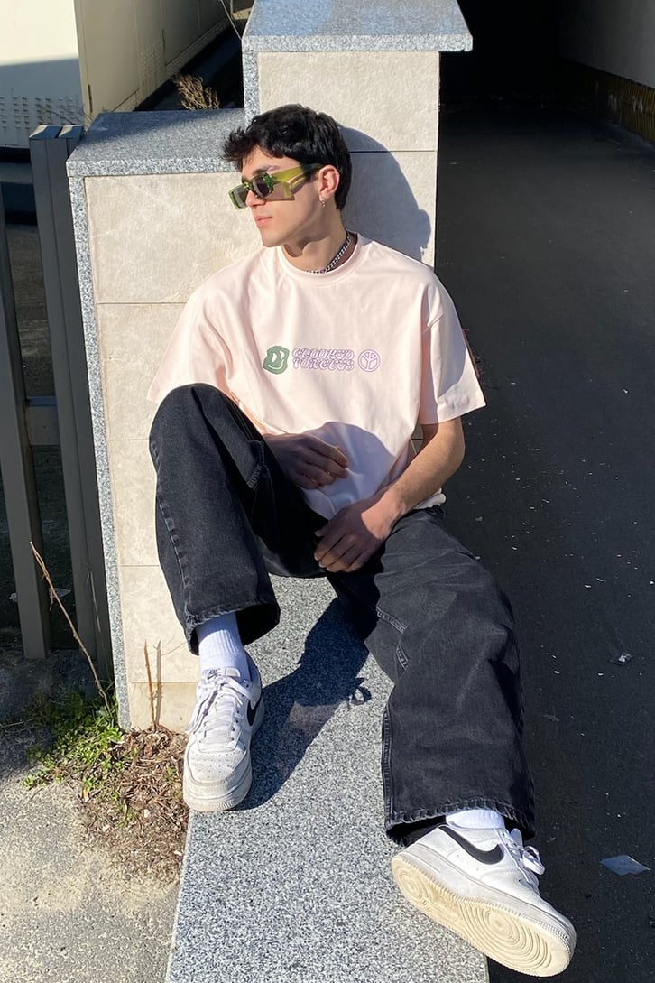 Flame Herb Oversize Printed Cream Tshirt
