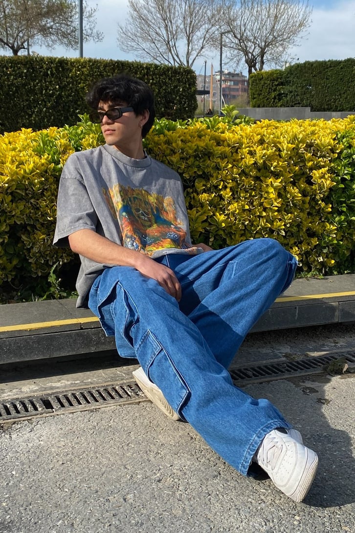 Flame Skull Oversize Washed Tee