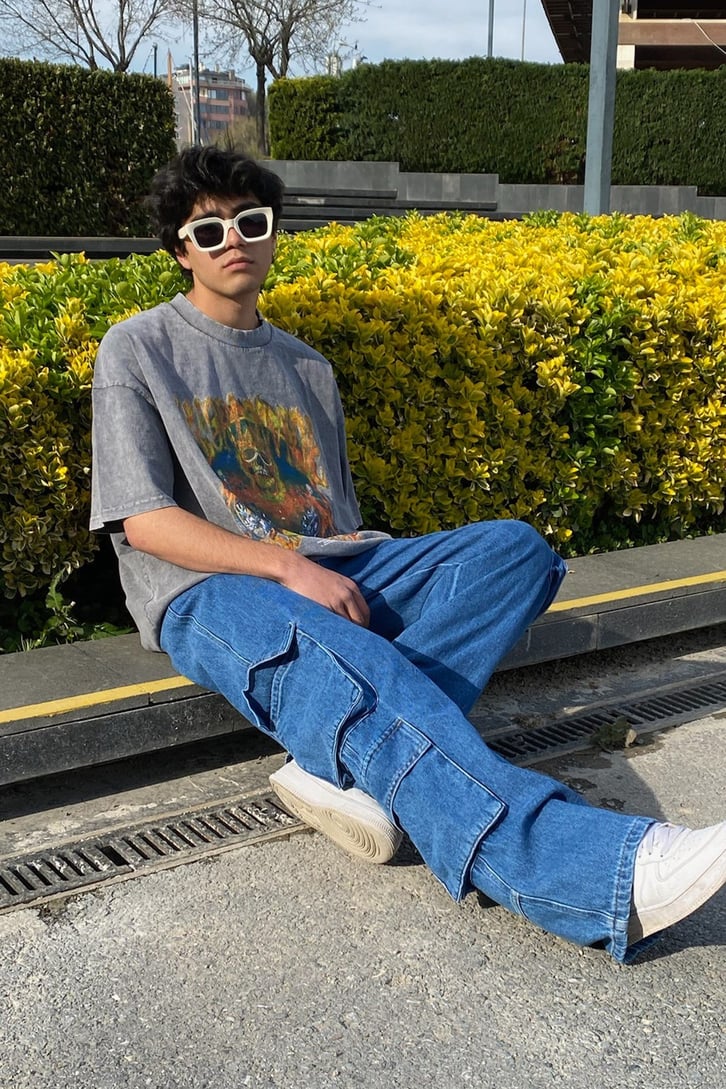 Flame Skull Oversize Washed Tee