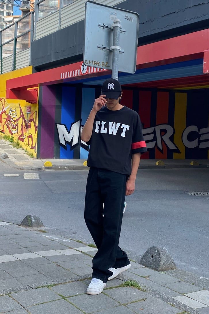 Flat White Baskılı Oversize Tshirt