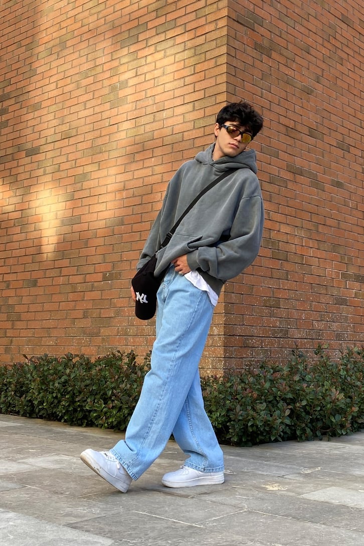 Flaw Atelier Açık Mavi Premium Urban Baggy Jean