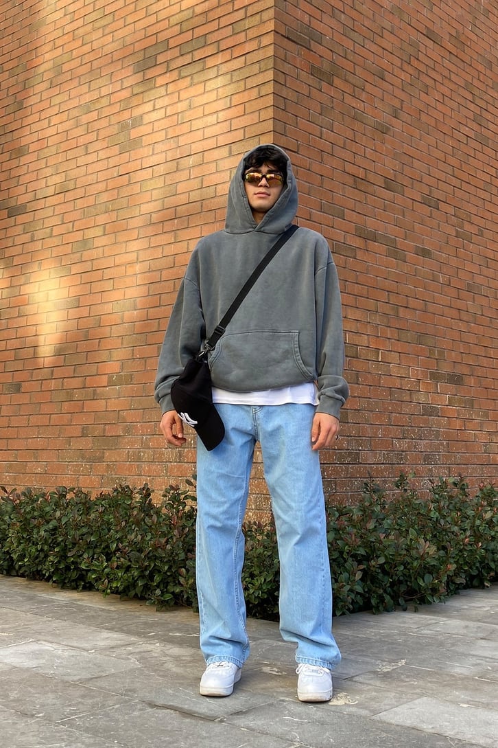Flaw Atelier Açık Mavi Premium Urban Baggy Jean