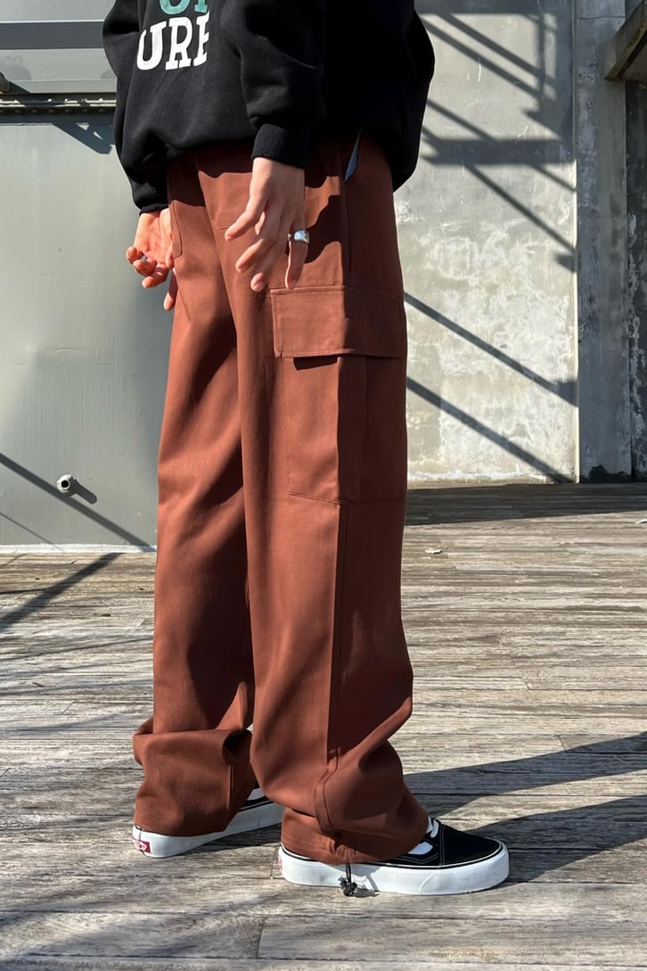 Flaw Atelier Ayarlanabilir Lastikli Kahverengi Kargo Pantolon