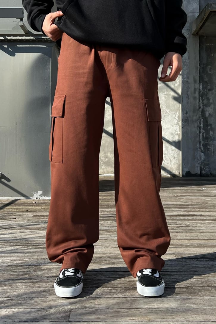 Flaw Atelier Ayarlanabilir Lastikli Kahverengi Kargo Pantolon