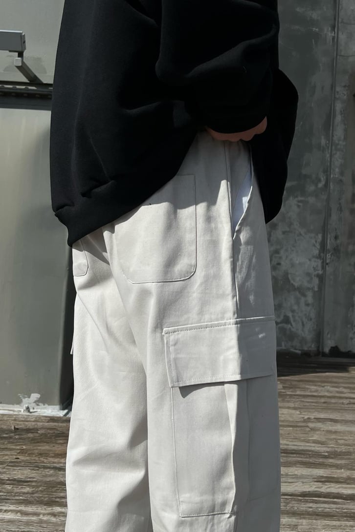 Flaw Atelier Ayarlanabilir Lastikli Taş Rengi Kargo Pantolon