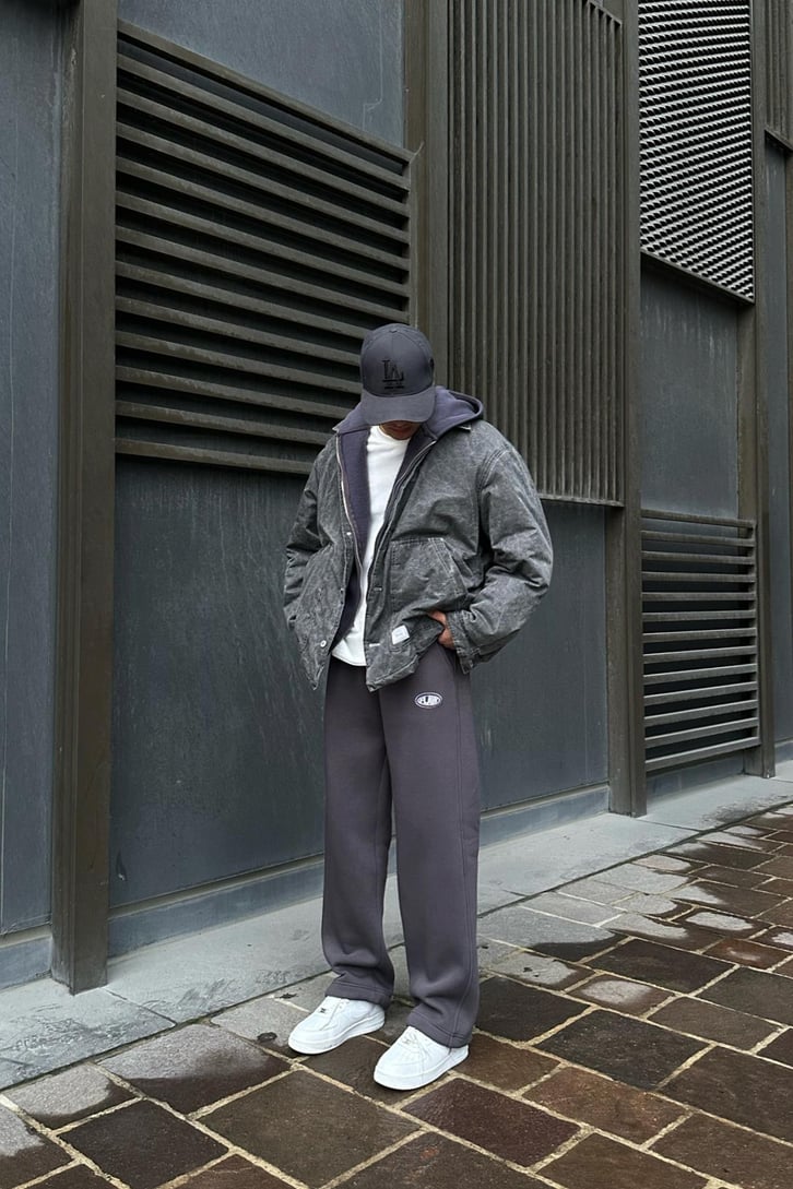 Flaw Atelier Ayarlanabilir Paça Basic Antrasit Baggy Eşofman