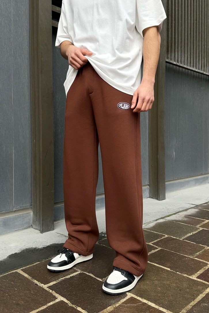 Flaw Atelier Ayarlanabilir Paça Basic Kahverengi Baggy Eşofman