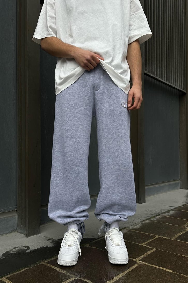 Flaw Atelier Ayarlanabilir Paça Basic Gri Melanj Baggy Eşofman