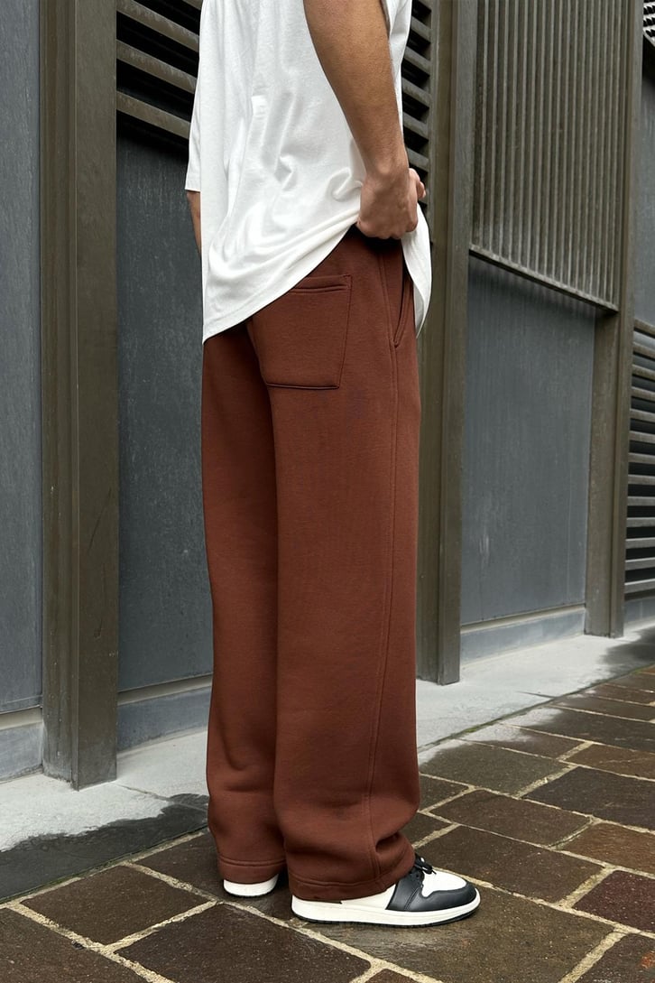 Flaw Atelier Ayarlanabilir Paça Basic Kahverengi Baggy Eşofman
