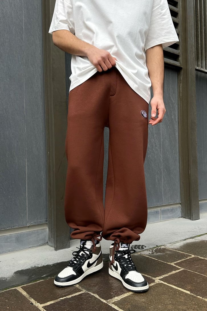 Flaw Atelier Ayarlanabilir Paça Basic Kahverengi Baggy Eşofman