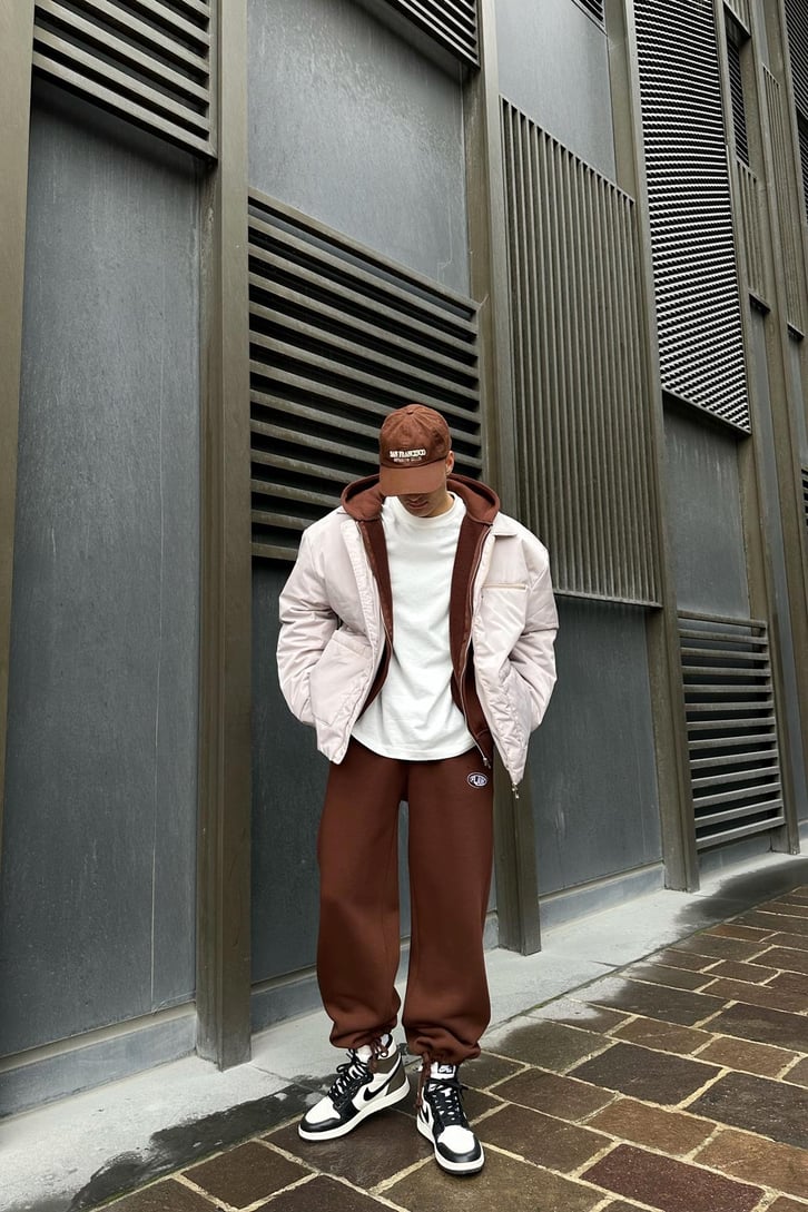 Flaw Atelier Ayarlanabilir Paça Basic Kahverengi Baggy Eşofman