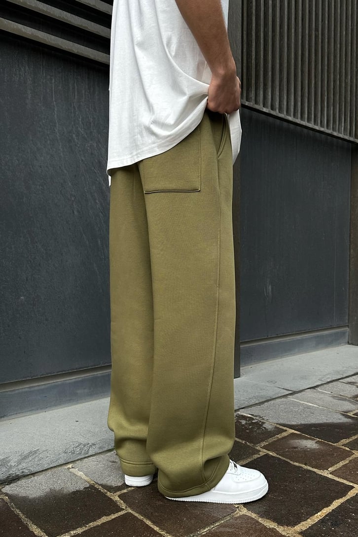 Flaw Atelier Ayarlanabilir Paça Basic Haki Baggy Eşofman