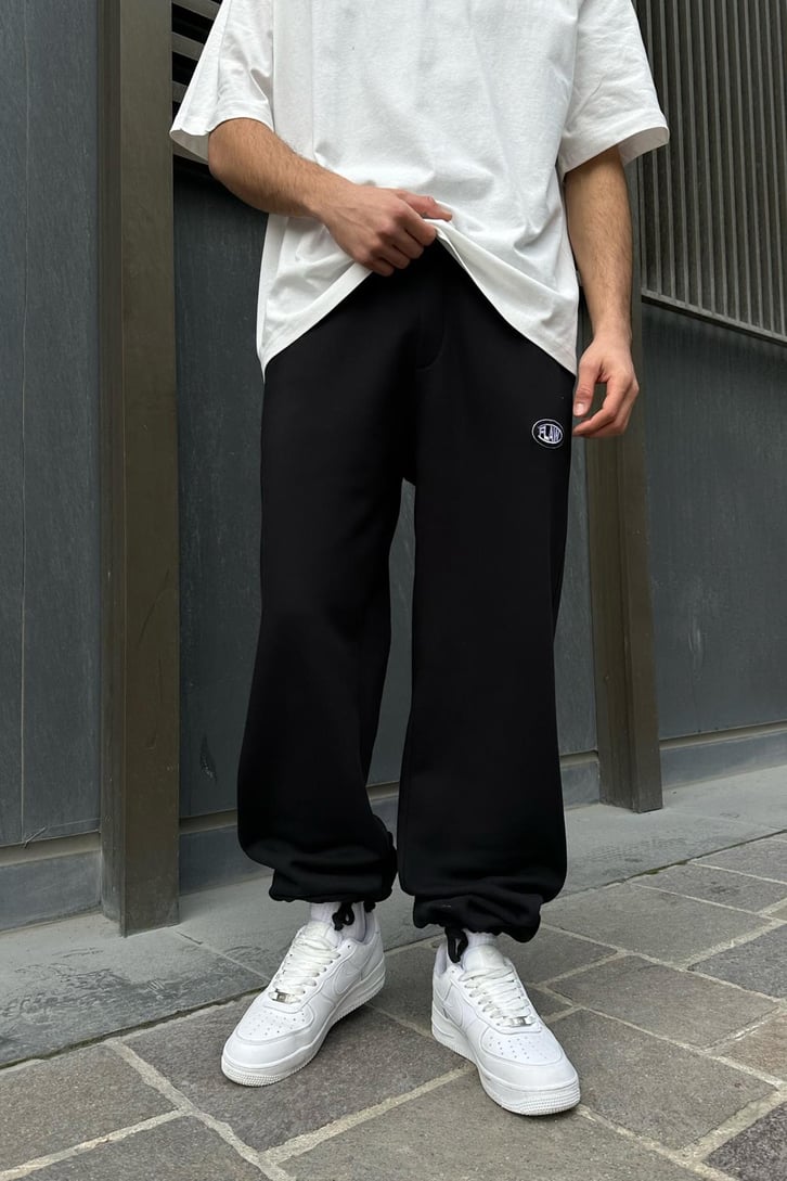 Flaw Atelier Ayarlanabilir Paça Basic Siyah Baggy Eşofman