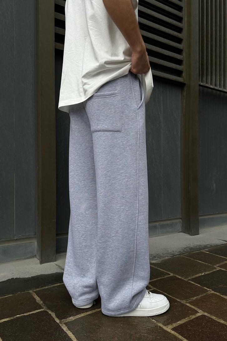Flaw Atelier Ayarlanabilir Paça Basic Gri Melanj Baggy Eşofman