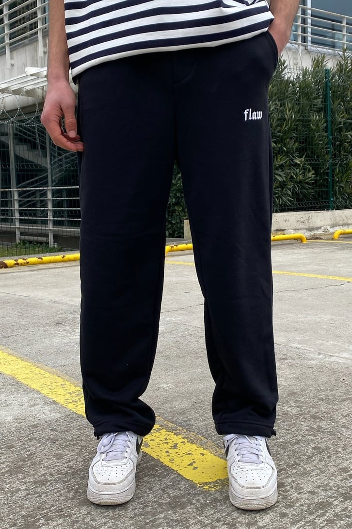 Flaw Atelier Ayarlanabilir Paça Siyah Oversize Sweatpant