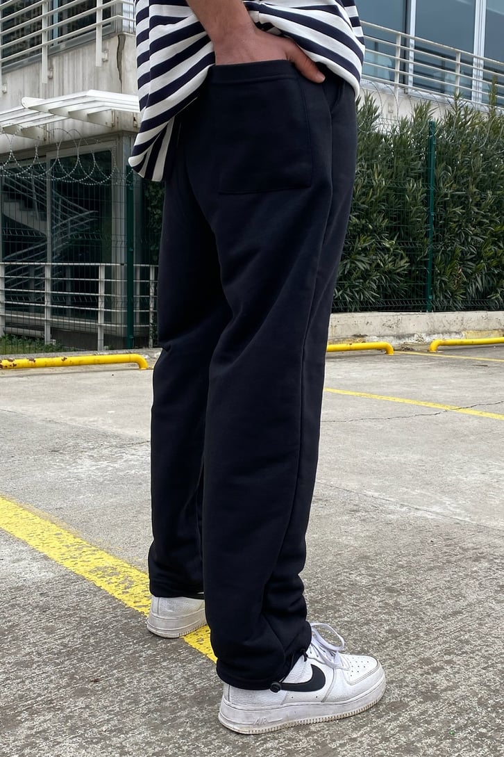 Flaw Atelier Ayarlanabilir Paça Siyah Oversize Sweatpant