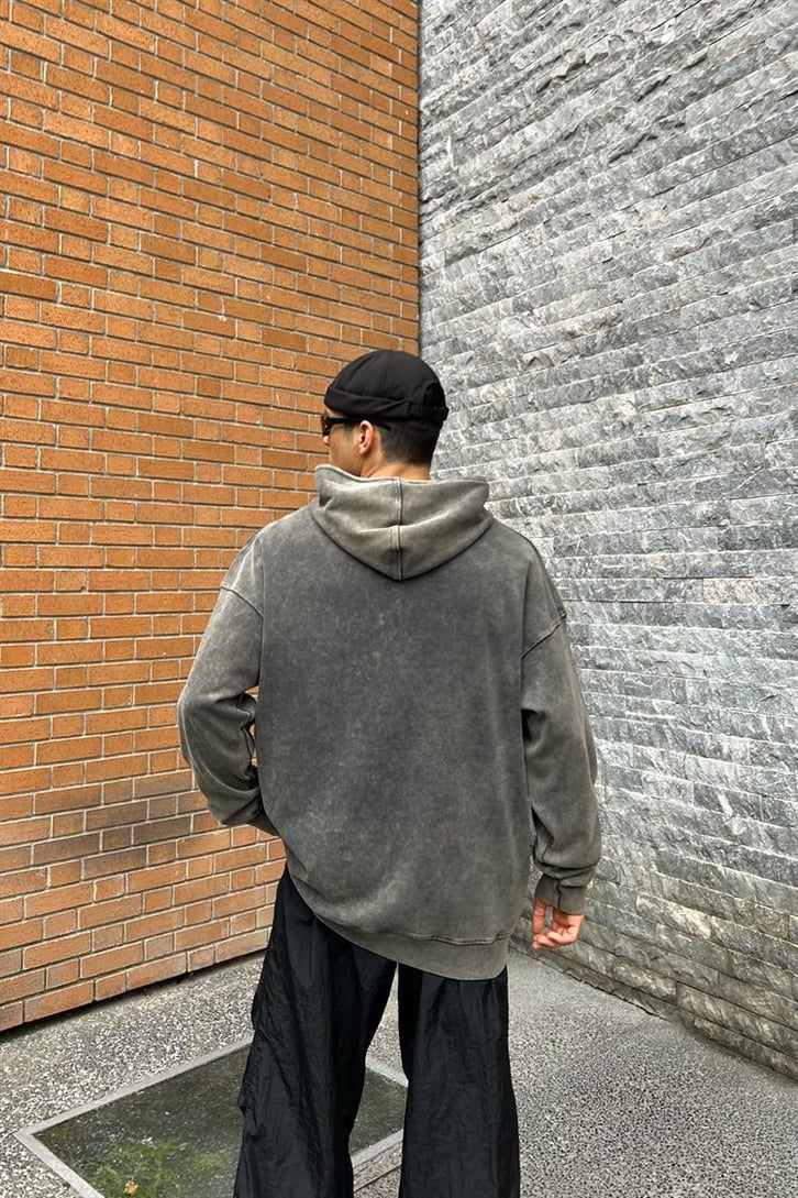 Flaw Atelier Basic Antrasit Oversize Hoodie