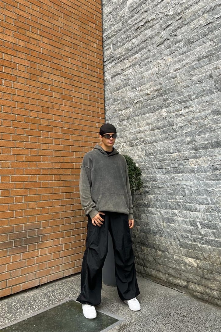 Flaw Atelier Basic Antrasit Oversize Hoodie