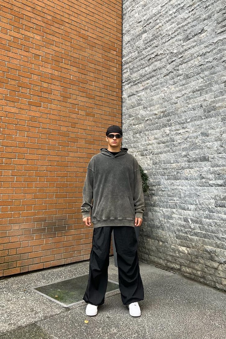 Flaw Atelier Basic Antrasit Oversize Hoodie