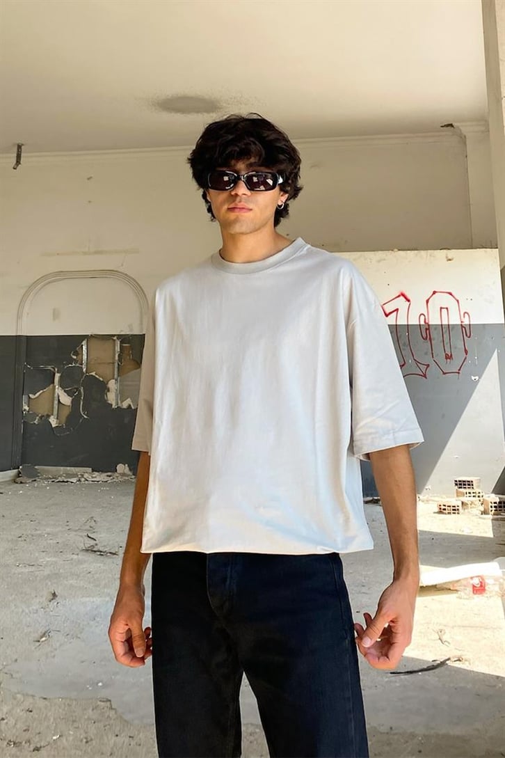 Flaw Atelier Basic Buz Gri Oversize Tshirt