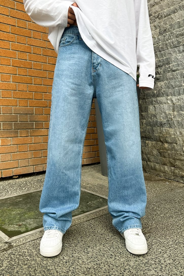 Flaw Atelier Basic Buz Mavi Baggy Jean