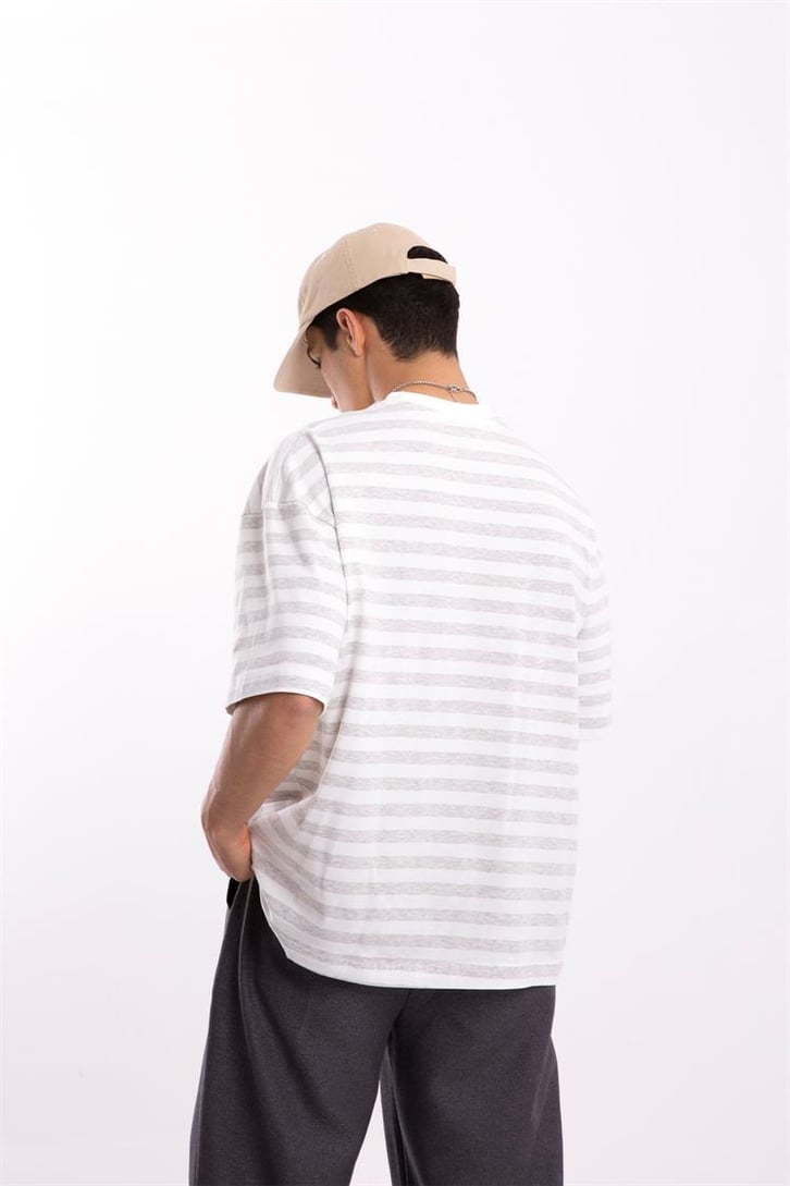 Flaw Atelier Basic Çizgili Oversize Tshirt