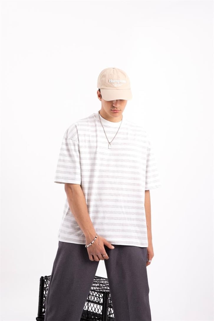 Flaw Atelier Basic Çizgili Oversize Tshirt