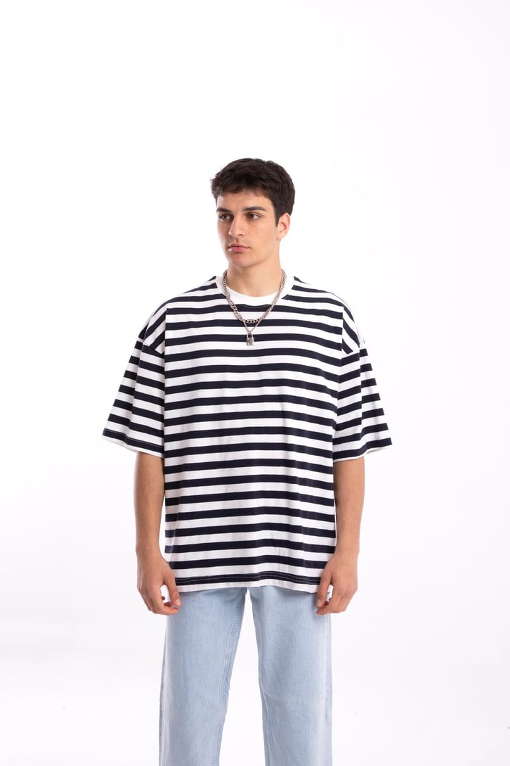 Flaw Atelier Basic Çizgili Oversize Tshirt