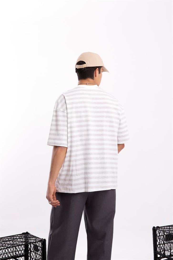 Flaw Atelier Basic Çizgili Oversize Tshirt