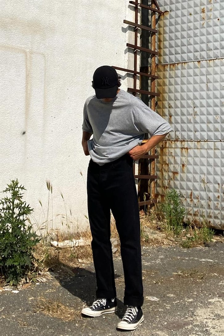 Flaw Atelier Basic Gri Melanj Oversize Tshirt
