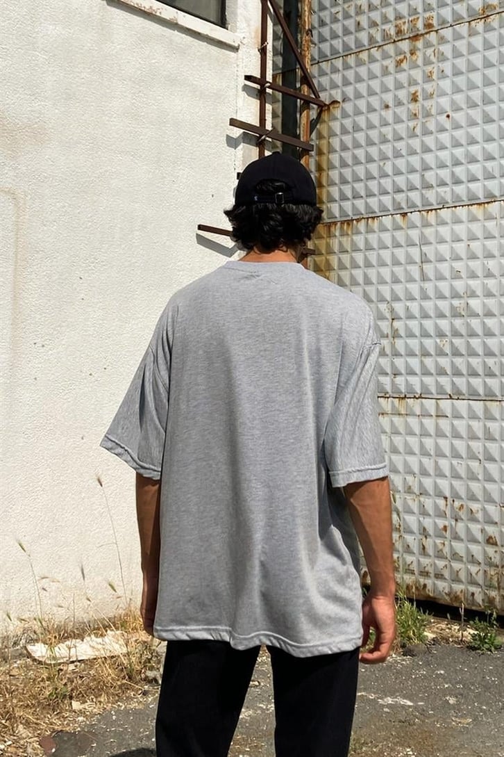 Flaw Atelier Basic Gri Melanj Oversize Tshirt
