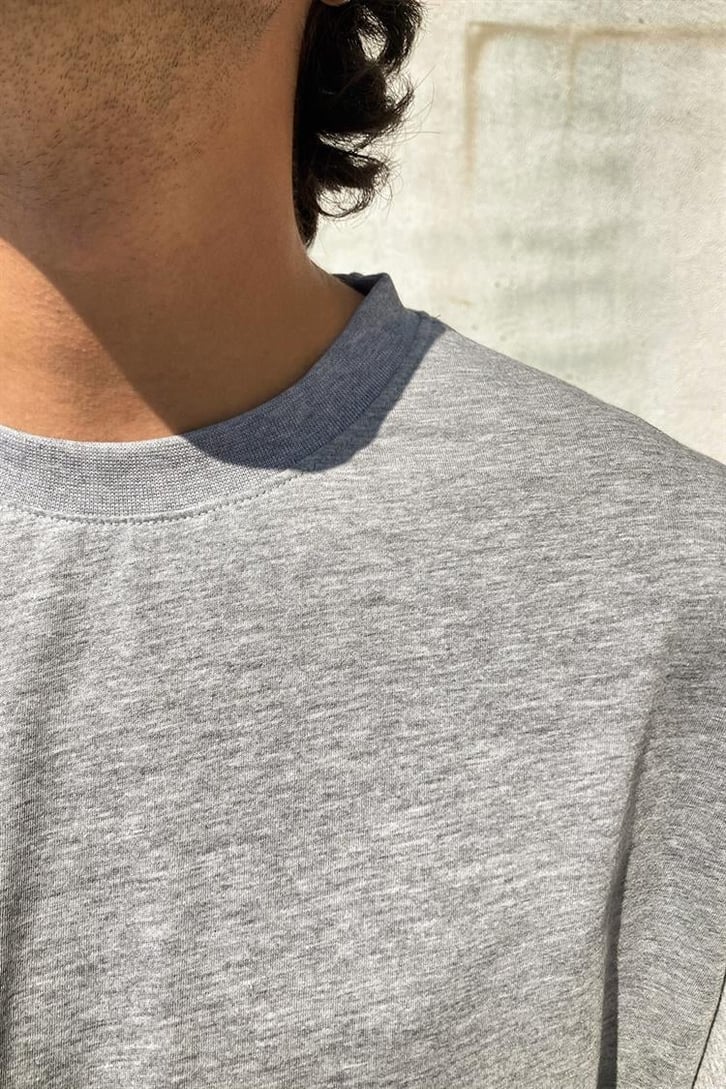 Flaw Atelier Basic Gri Melanj Oversize Tshirt