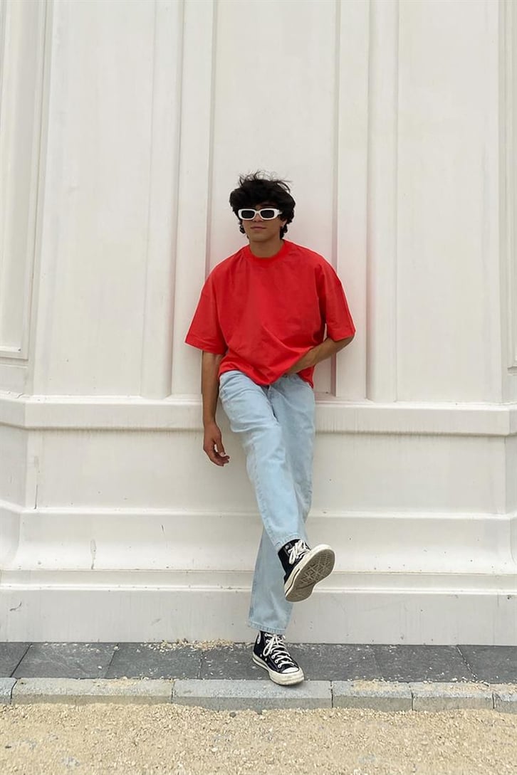 Flaw Atelier Basic Kırmızı Oversize Tshirt