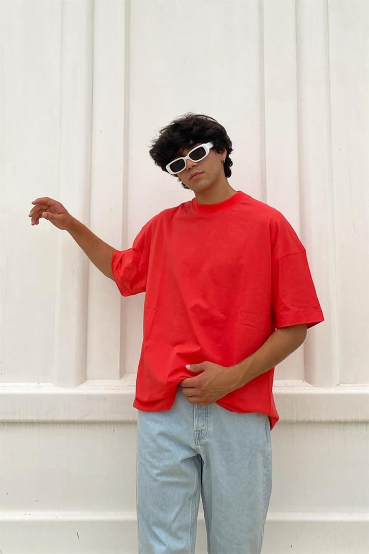 Flaw Atelier Basic Kırmızı Oversize Tshirt