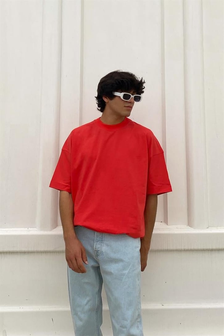 Flaw Atelier Basic Kırmızı Oversize Tshirt