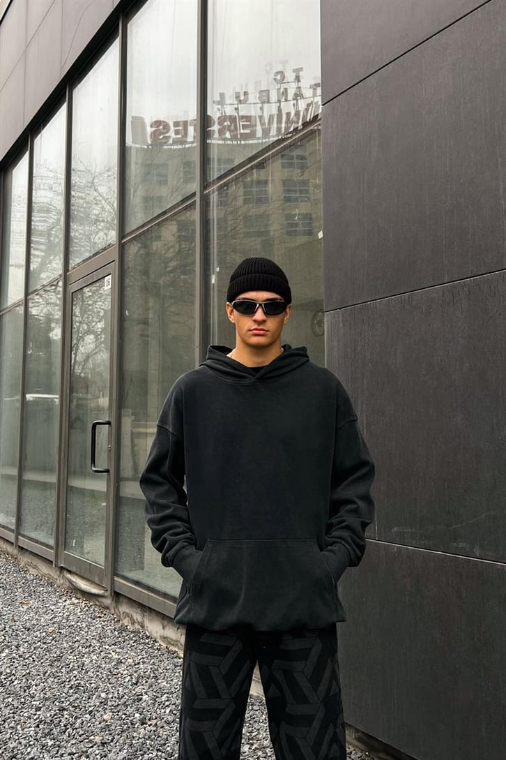 Flaw Atelier Basic Koyu Yeşil Oversize Hoodie
