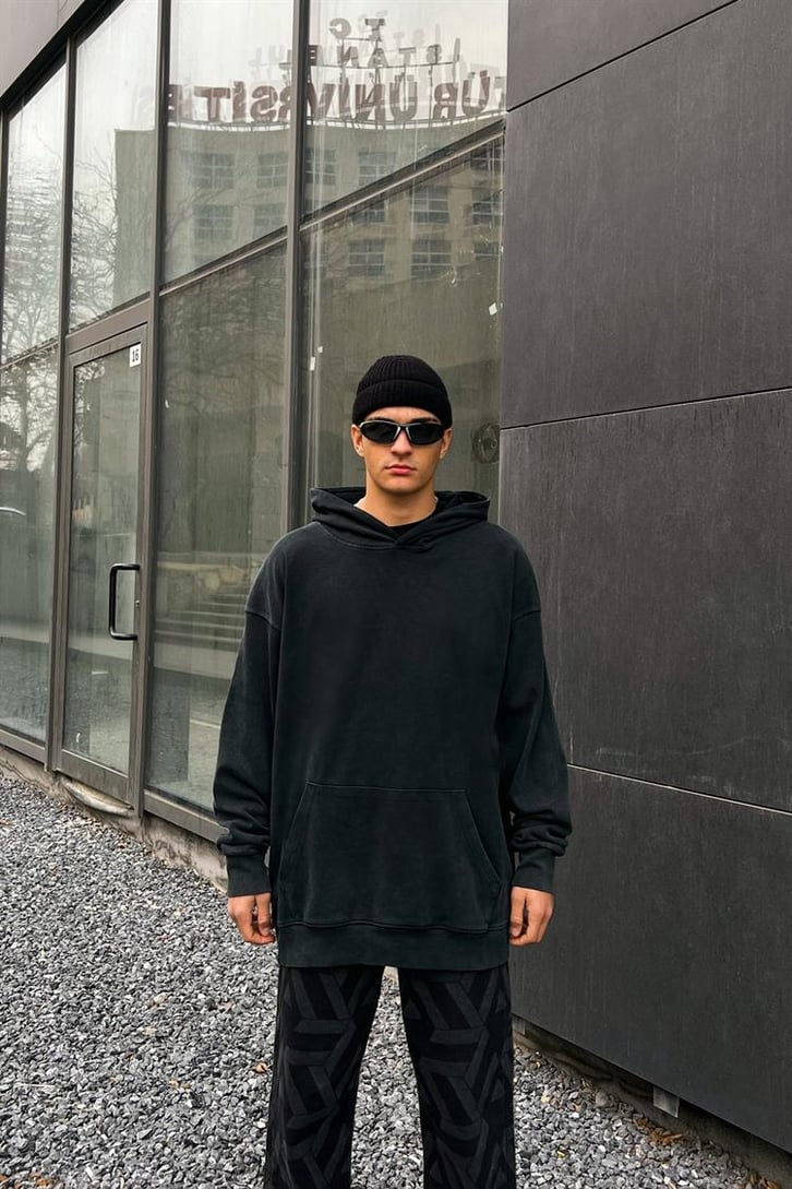 Flaw Atelier Basic Koyu Yeşil Oversize Hoodie