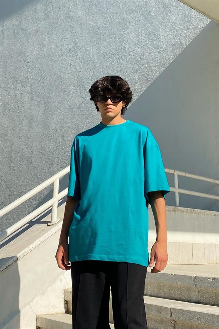 Flaw Atelier Basic Petrol Yeşili Oversize Tshirt