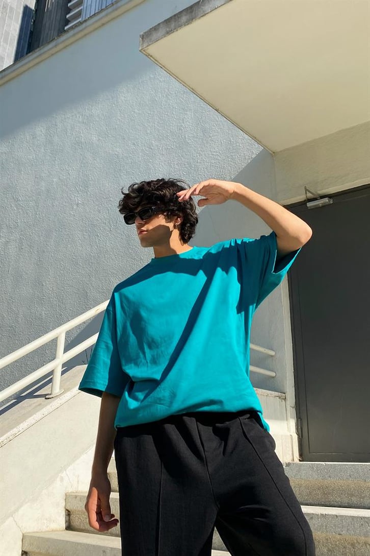 Flaw Atelier Basic Petrol Yeşili Oversize Tshirt