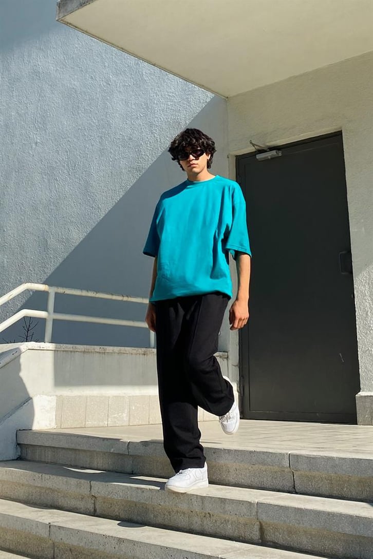 Flaw Atelier Basic Petrol Yeşili Oversize Tshirt