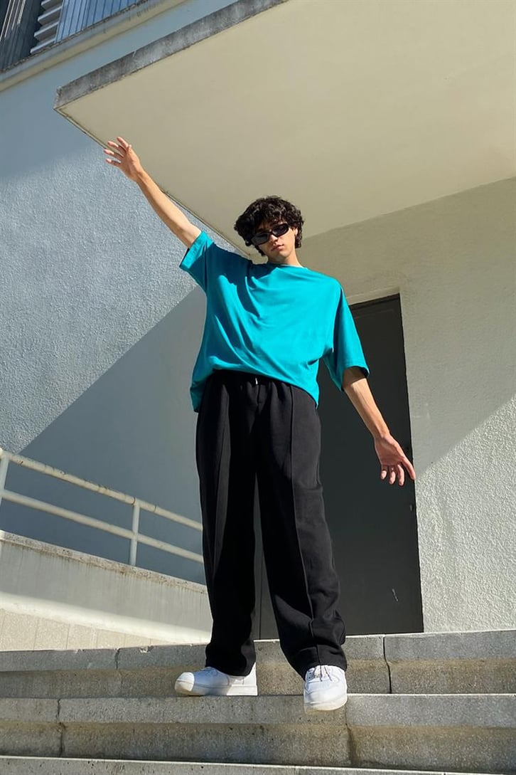 Flaw Atelier Basic Petrol Yeşili Oversize Tshirt