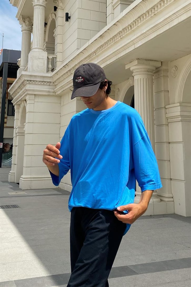 Flaw Atelier Basic Saks Mavisi Oversize Tshirt