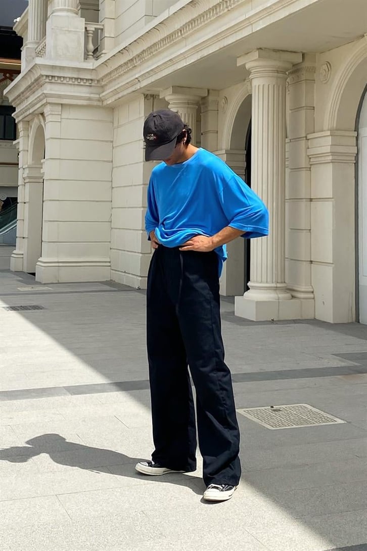 Flaw Atelier Basic Saks Mavisi Oversize Tshirt
