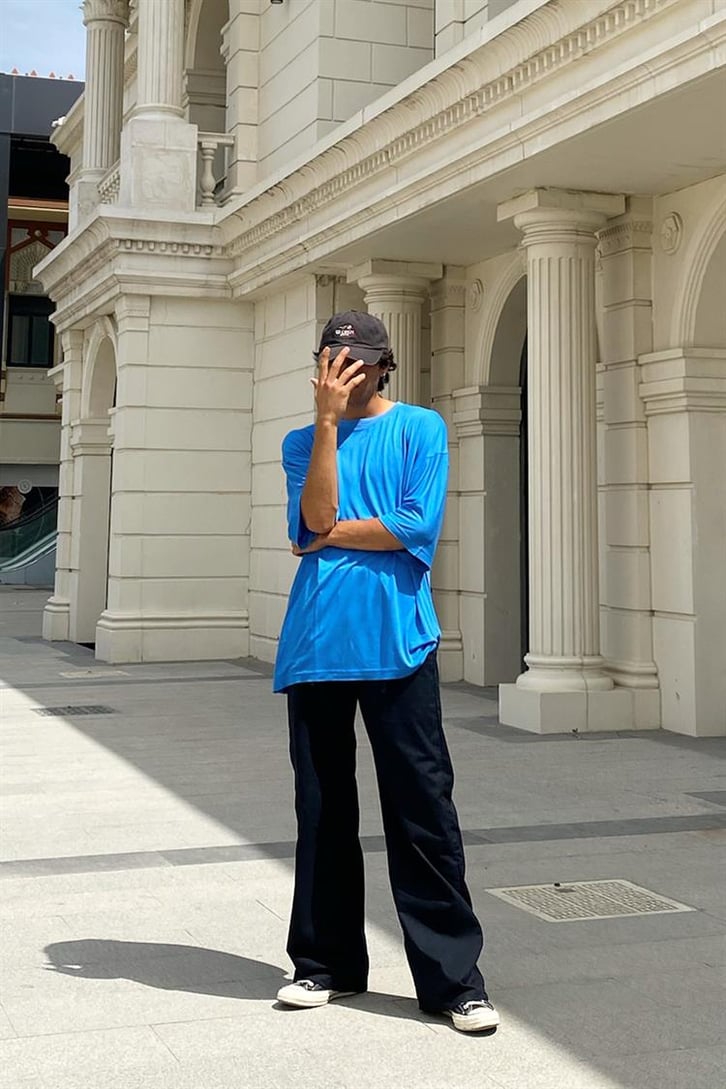 Flaw Atelier Basic Saks Mavisi Oversize Tshirt
