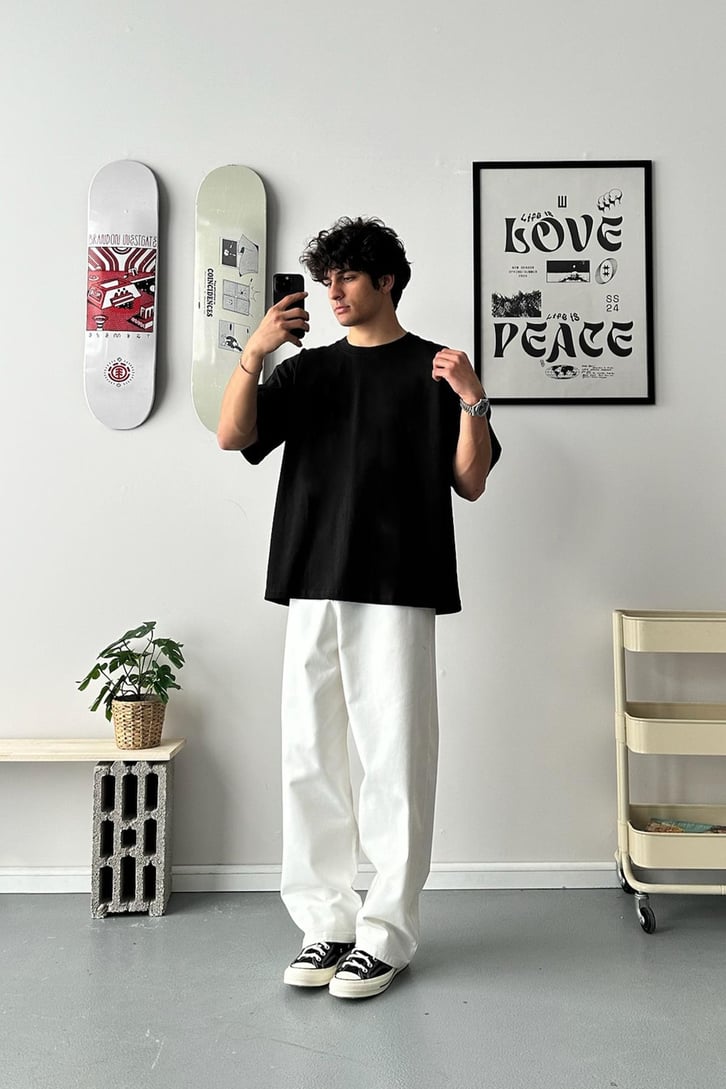 Flaw Atelier Basic Siyah Oversize Tişört