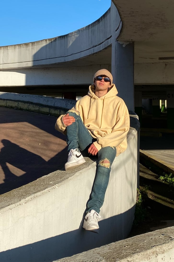 Flaw Atelier Beige Extra Oversize Premium Hoodie