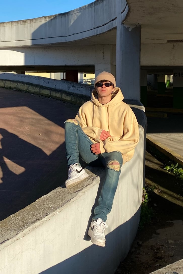 Flaw Atelier Beige Extra Oversize Premium Hoodie