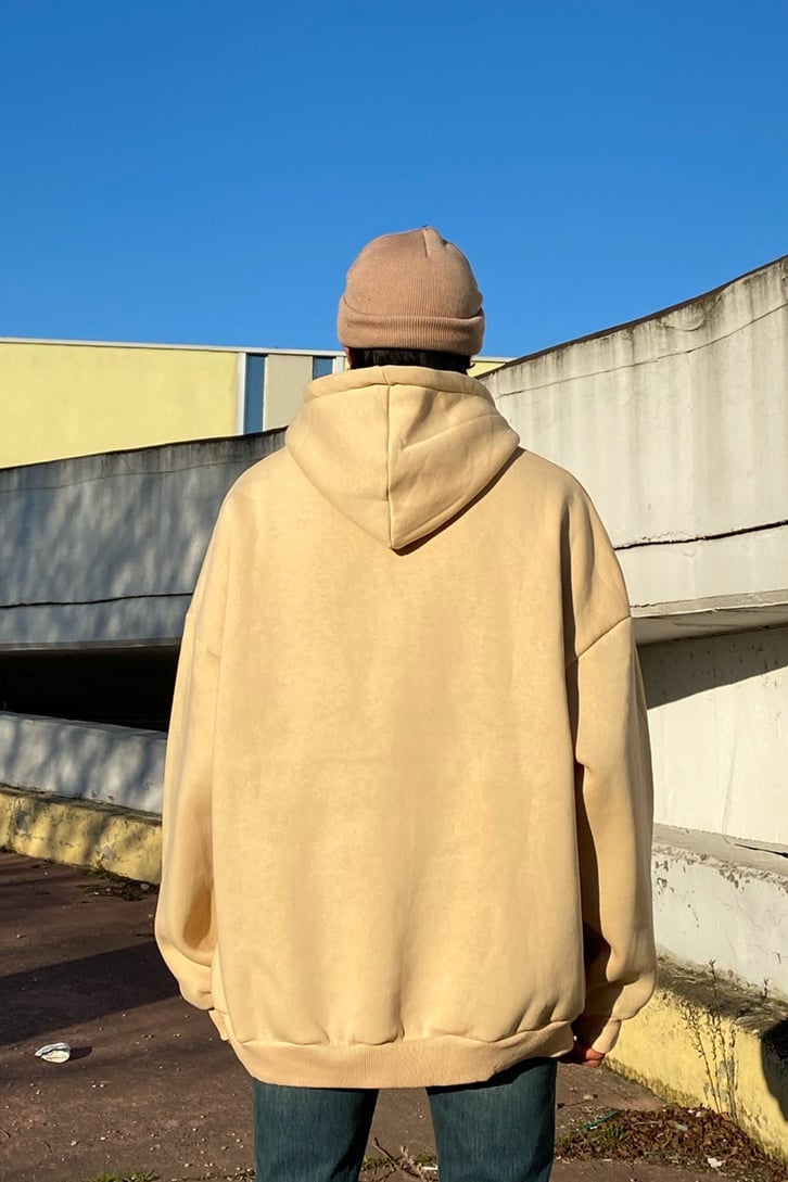 Flaw Atelier Beige Extra Oversize Premium Hoodie