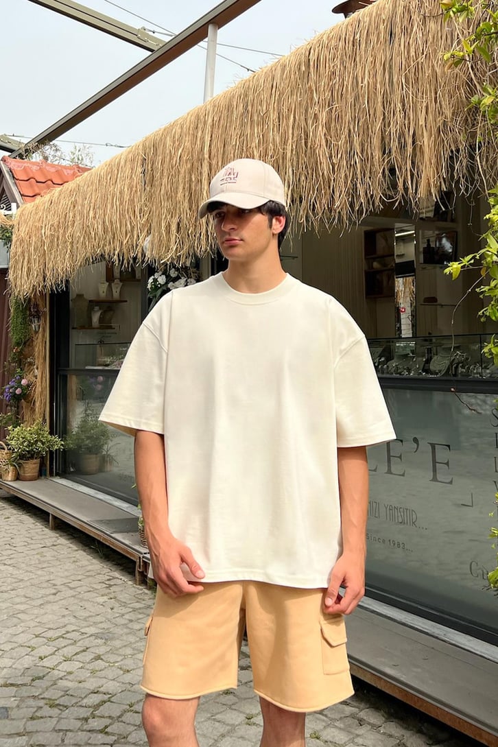 Flaw Atelier Bej Oversize Tişört