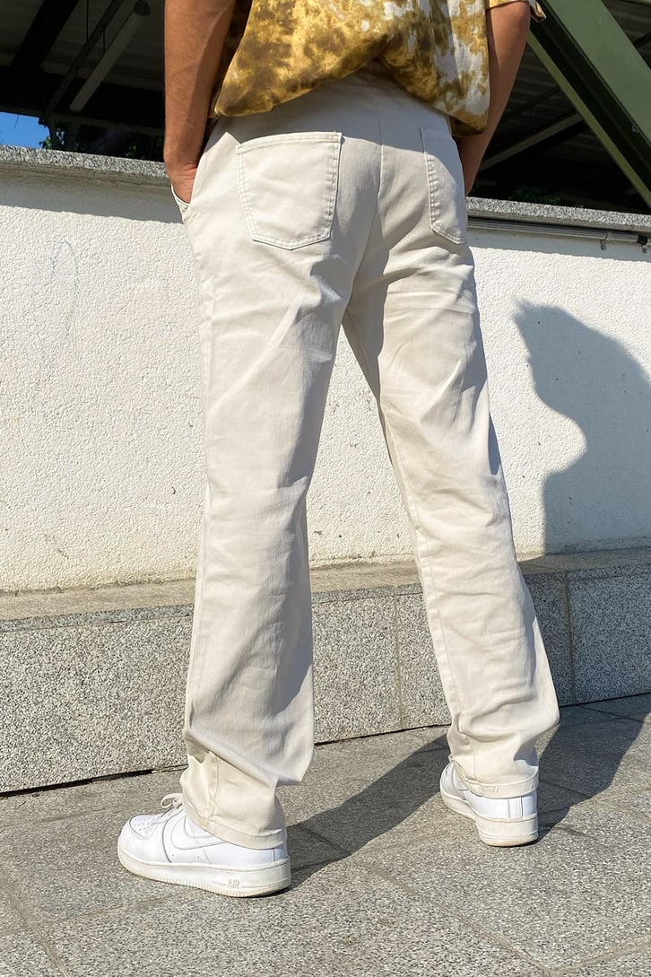 Flaw Atelier Bel Lastikli Ekru Regular Fit Jean